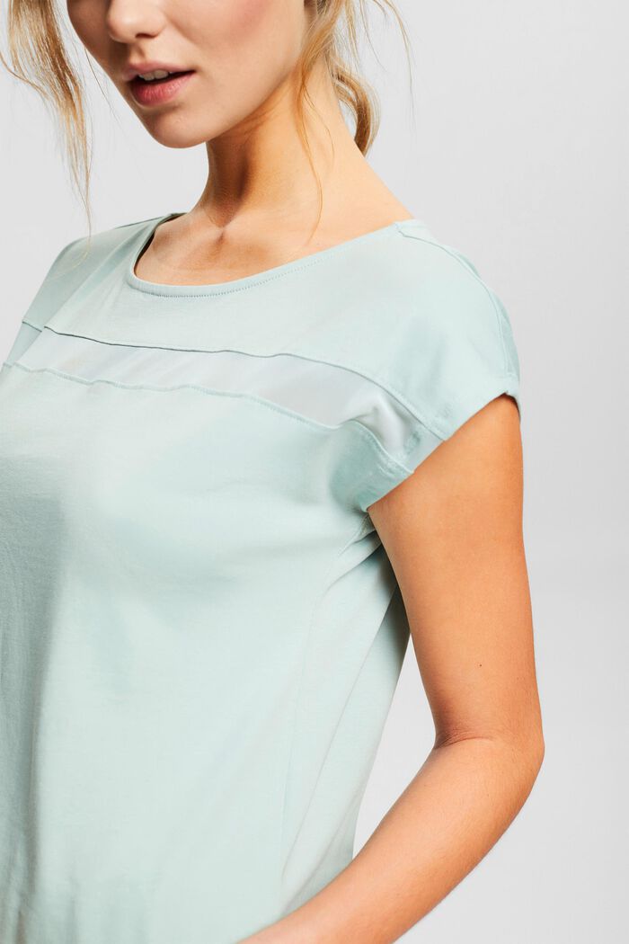 Active organic cotton top with mesh inserts, PASTEL GREEN, detail image number 0