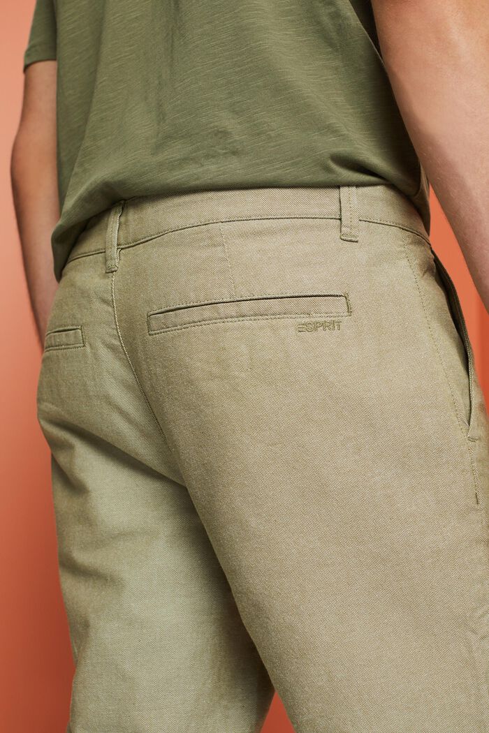Structured chino trousers, 100% cotton, OLIVE, detail image number 4
