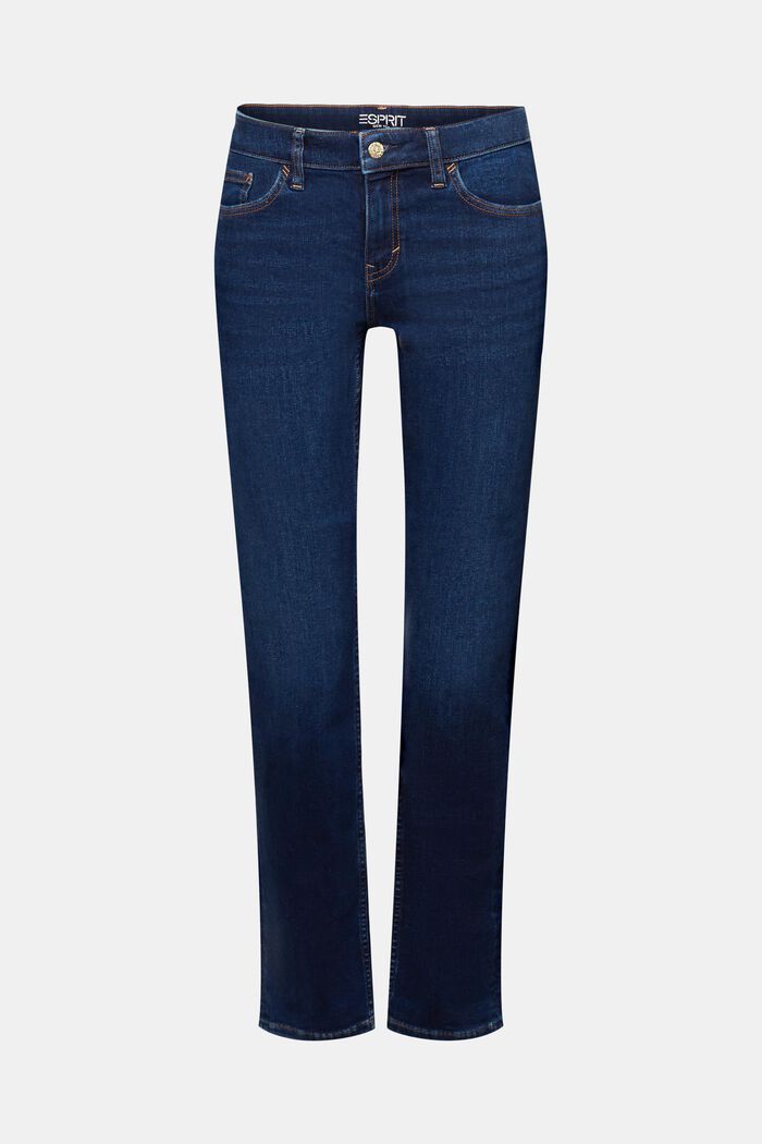 Straight leg stretch jeans, cotton blend, BLUE DARK WASHED, detail image number 7