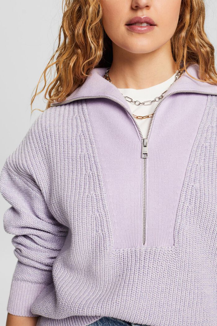 Textured Troyer Sweater, LAVENDER, detail image number 2