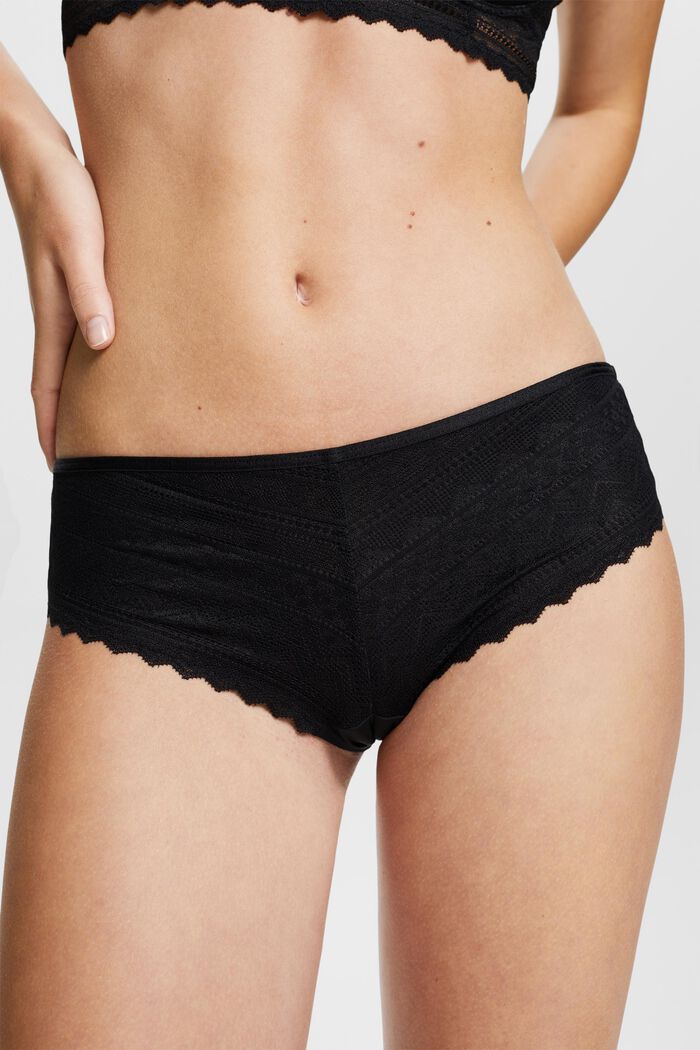 Graphic Lace Brazilian Hipster Shorts, BLACK, detail image number 2