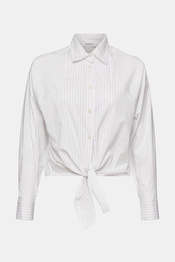Striped Tie-Front Shirt, LIGHT GREY, detail image number 7