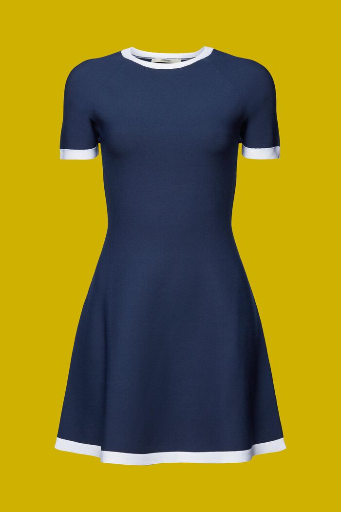 Knitted short-sleeve dress, NAVY, detail image number 5