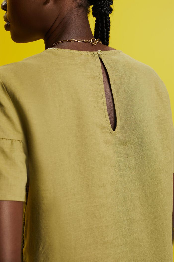 Short sleeve blouse, cotton-linen blend, PISTACHIO GREEN, detail image number 2