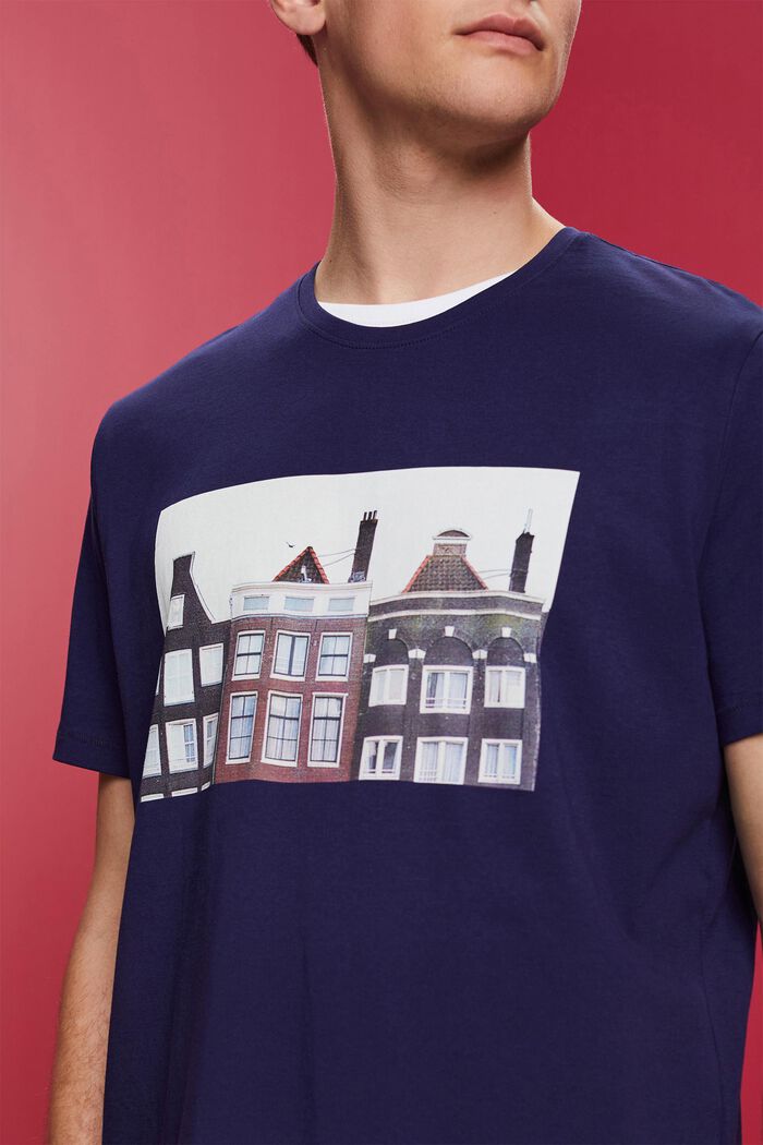 Crewneck t-shirt with print, 100% cotton, DARK BLUE, detail image number 2