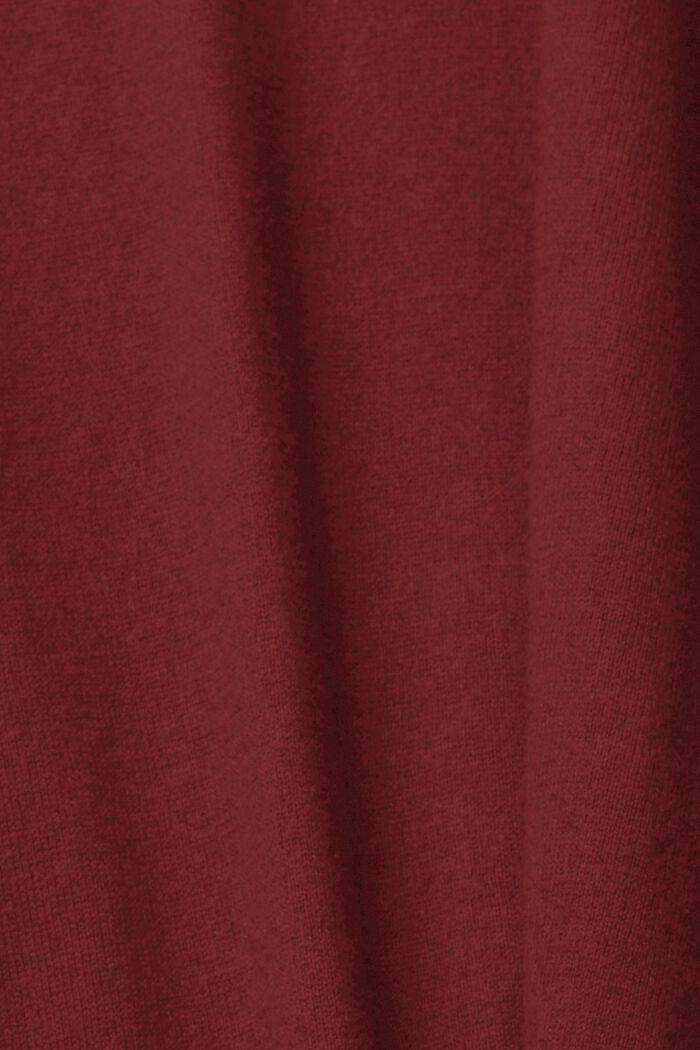 Knitted roll neck jumper with cashmere, DARK RED, detail image number 1