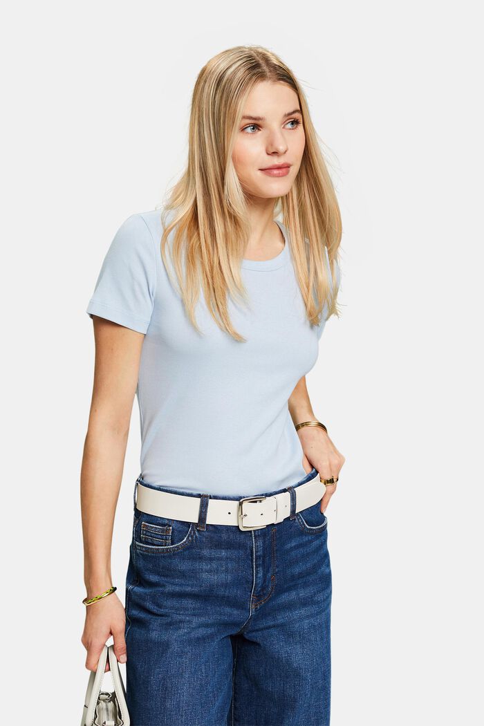 Cotton Short-Sleeve T-Shirt, LIGHT BLUE, detail image number 4