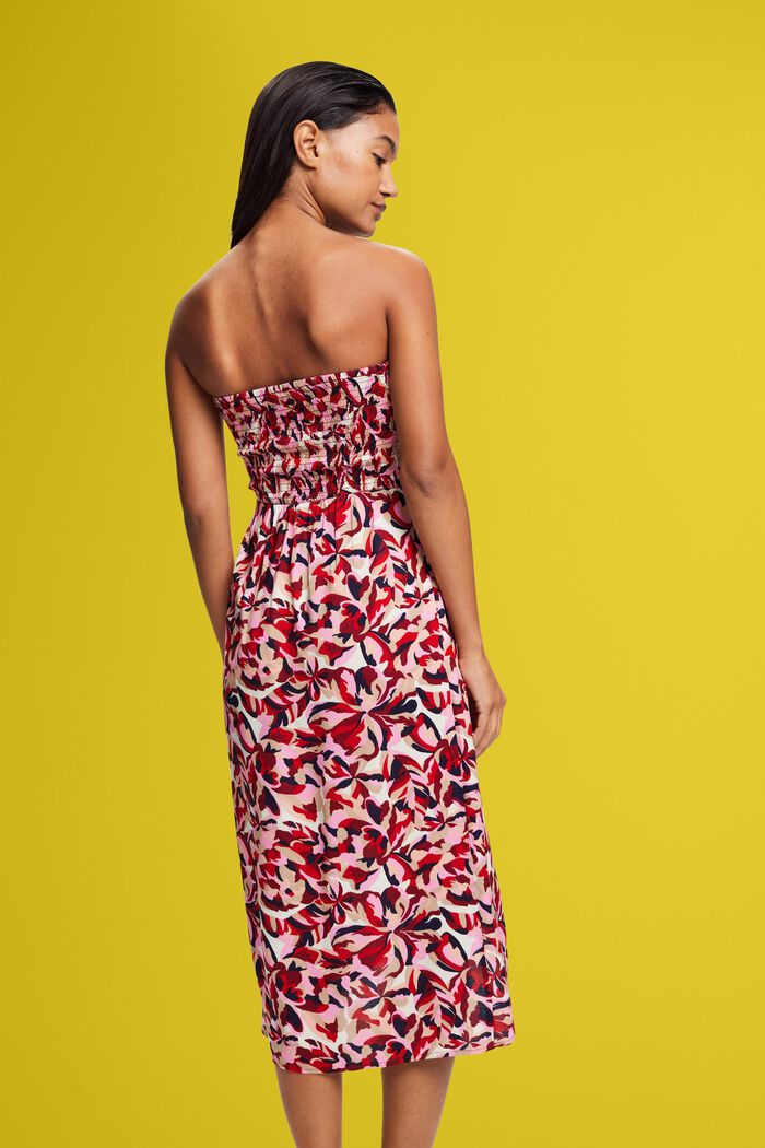 ESPRIT - Smocked tube midi-dress with floral pattern at our online shop