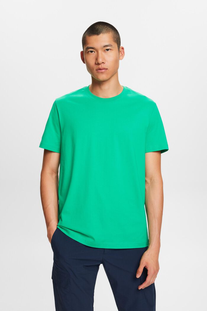 Pima Cotton-Jersey Crewneck T-Shirt, GREEN, detail image number 0