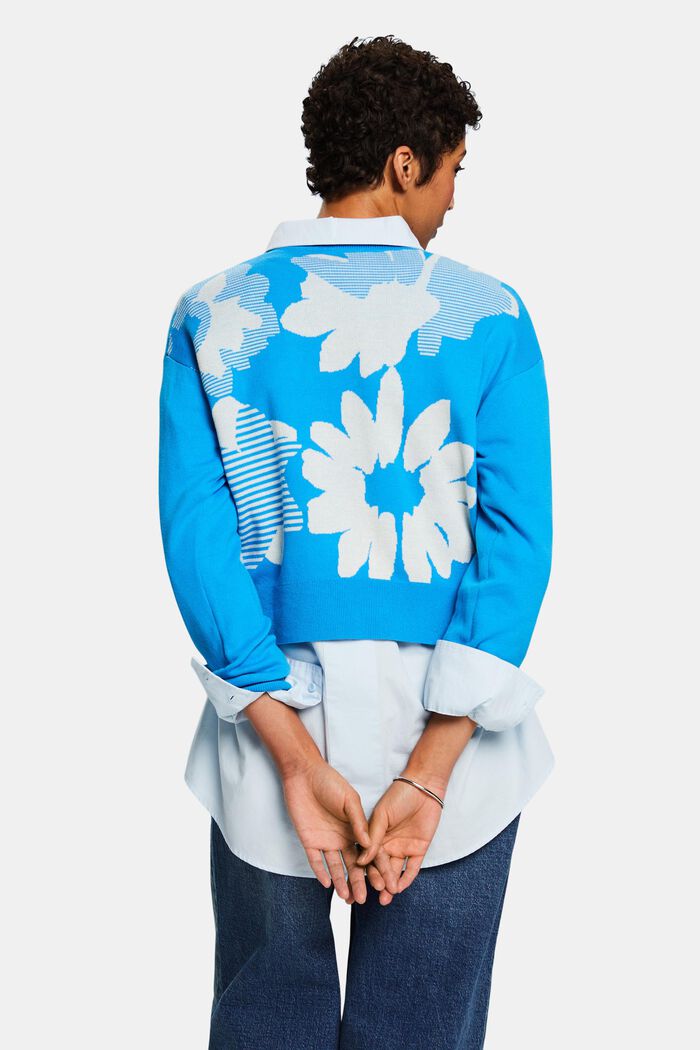 Jacquard Cotton Sweatshirt, BLUE, detail image number 2