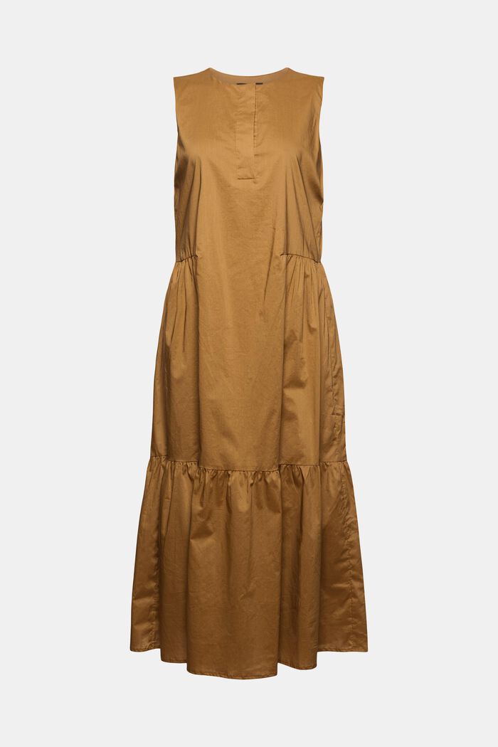 Sleeveless flounce midi dress made of cotton, BARK, detail image number 0