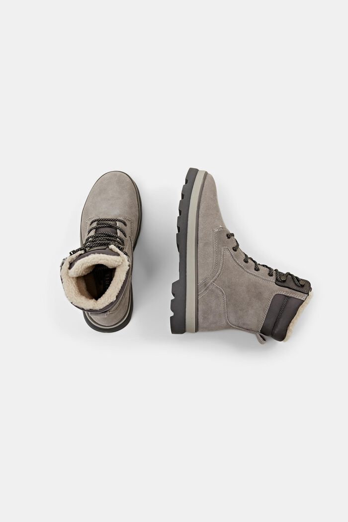 Suede lace-up boots with chunky sole, GREY, detail image number 4