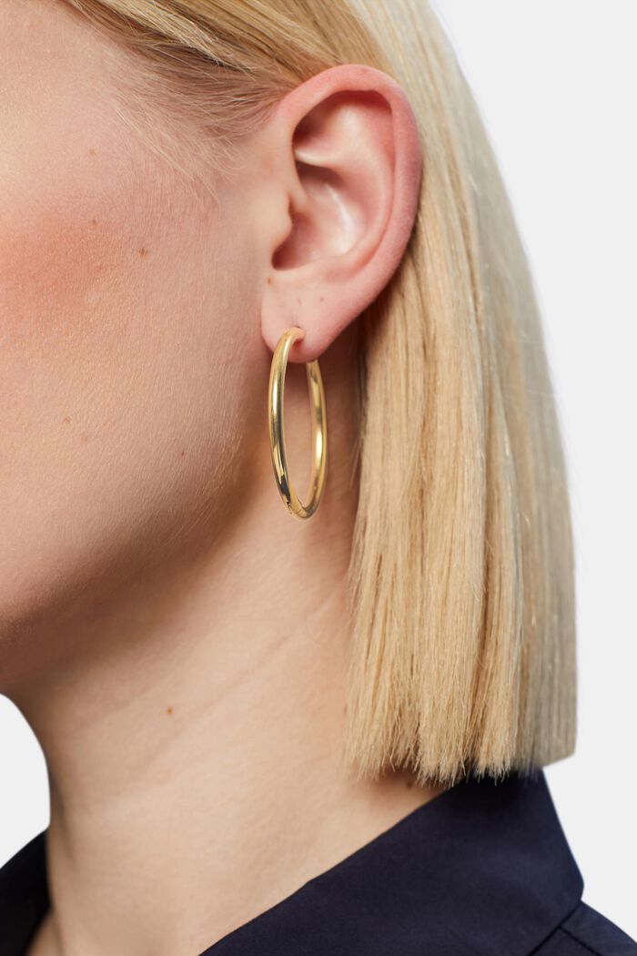 Hoop earrings, stainless steel, GOLD, detail image number 2