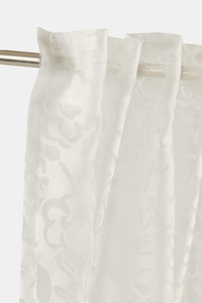 Back tab curtains with floral pattern, WHITE, detail image number 1