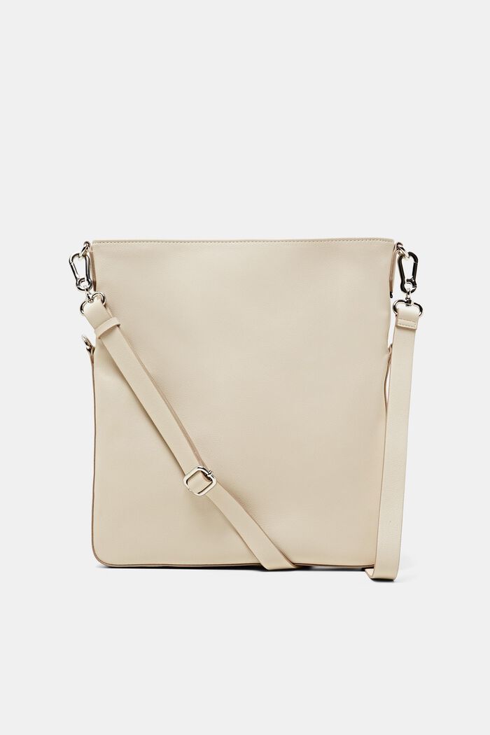 Flapover bag in faux leather, LIGHT BEIGE, detail image number 0