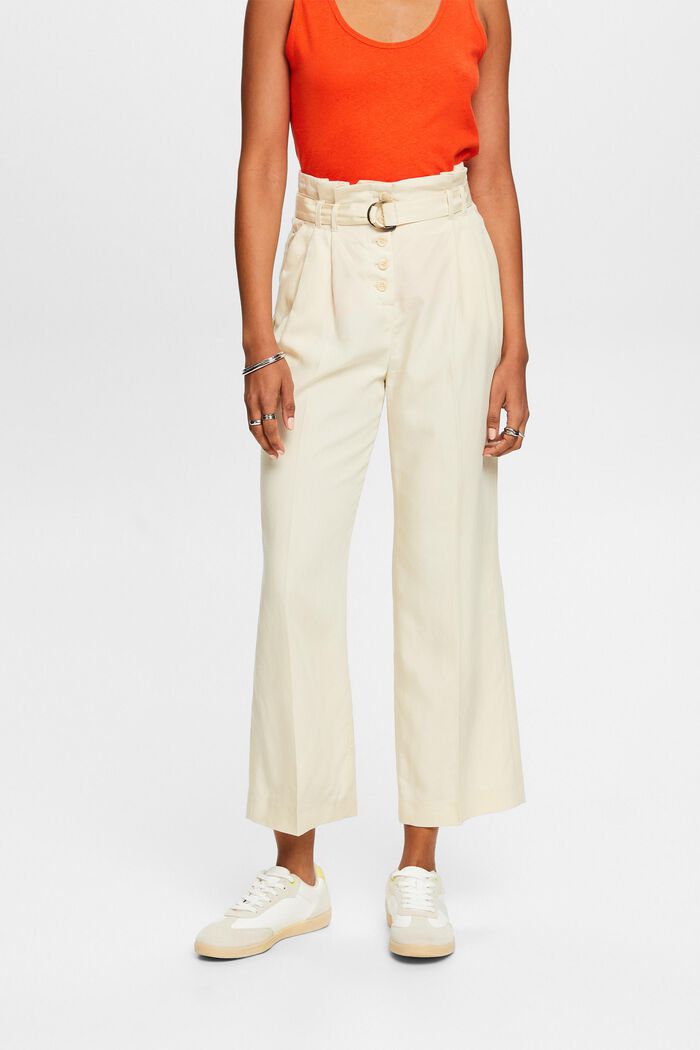 Mix and Match Cropped High-Rise Culotte Pants, SAND, detail image number 0