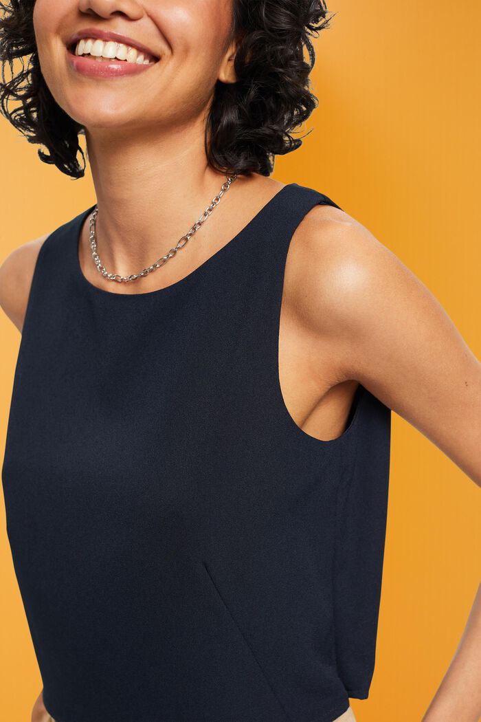 Cropped Crepe Top, NAVY, detail image number 2