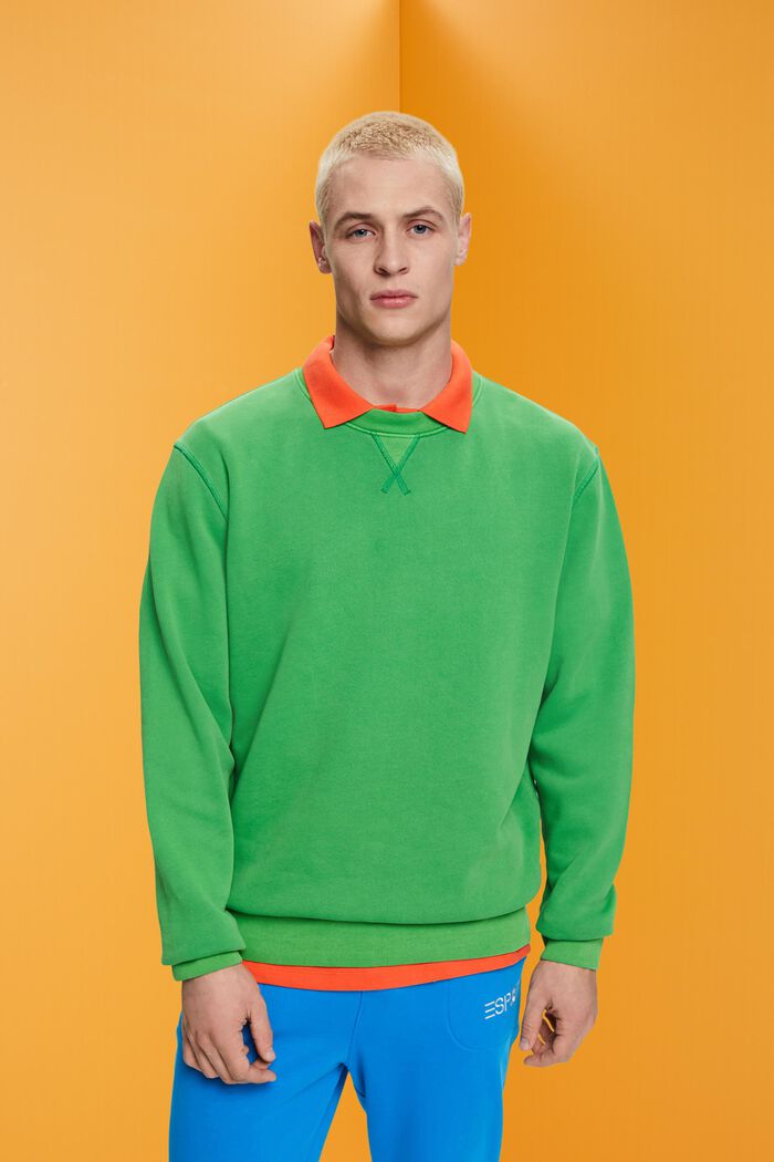Plain regular fit sweatshirt, GREEN, detail image number 0