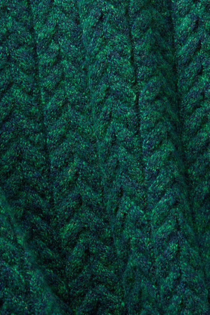 Melange Cable Knit Crewneck Sweater, GREEN, detail image number 5