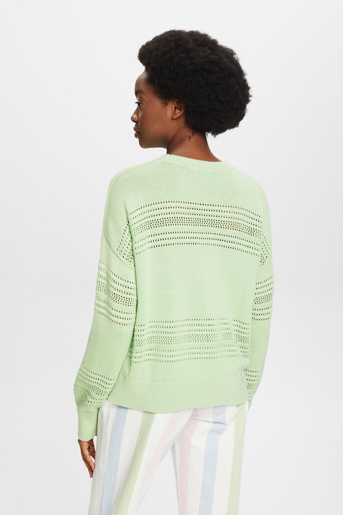Crewneck Open-Knit Sweater, LIGHT GREEN, detail image number 2