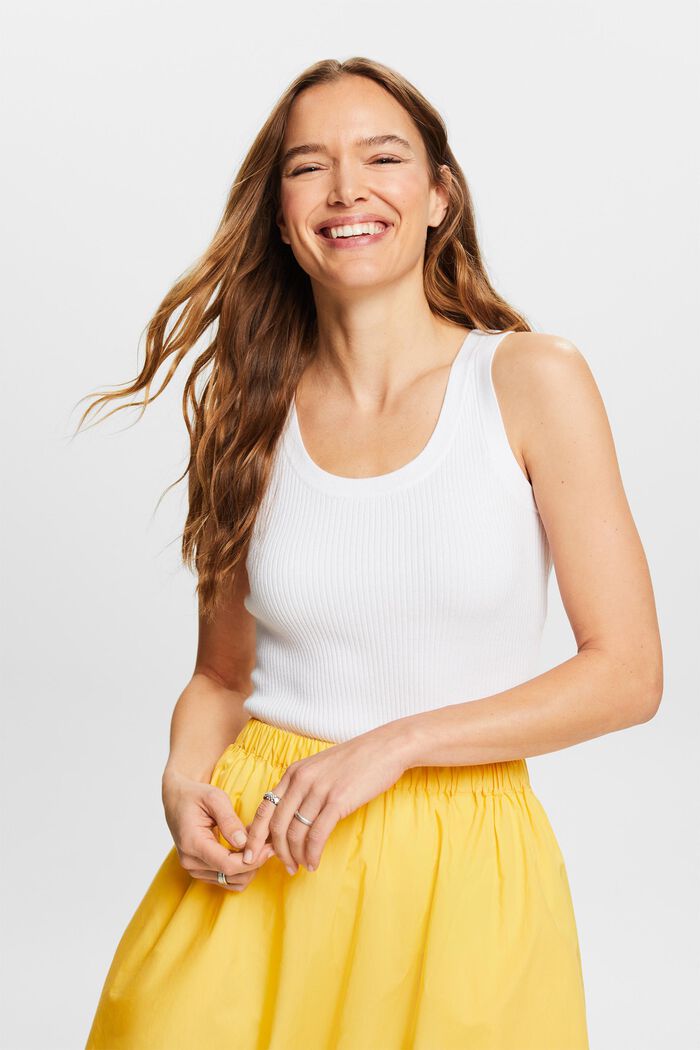 Ribbed Sweater Tank, WHITE, detail image number 4