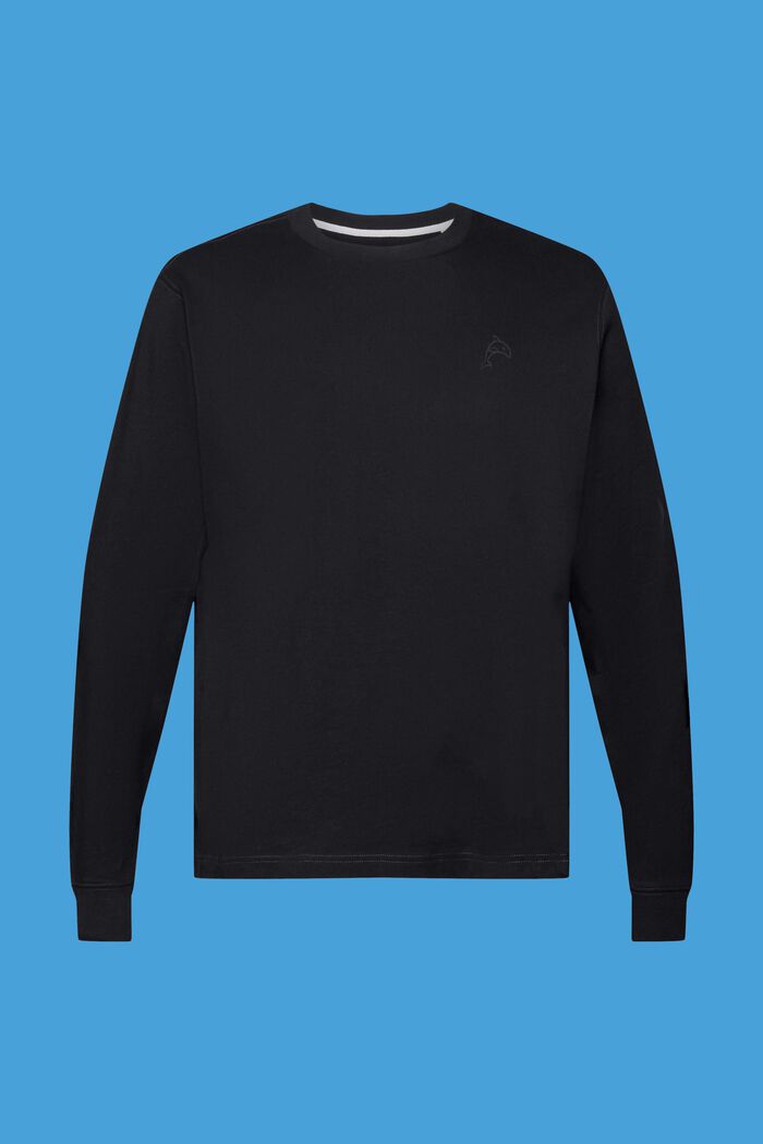 Long-sleeved top with dolphin print, BLACK, detail image number 7