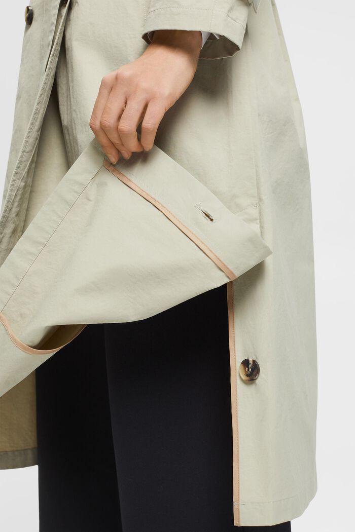 Trench coat with belt, DUSTY GREEN, detail image number 4