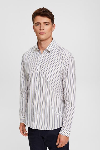 Striped slim fit shirt, SAND, overview