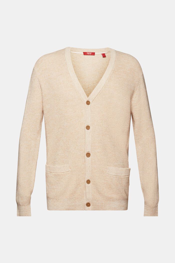 ESPRIT - V-neck cardigan, 100% cotton at our online shop