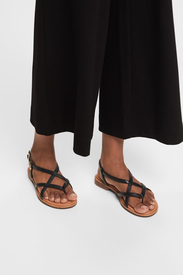 Faux Leather Sandals, BLACK, detail image number 1