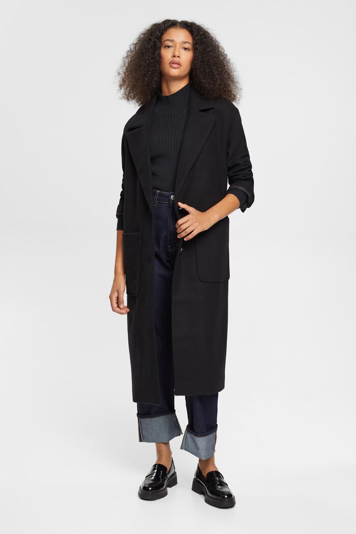 Double breasted wool blend coat