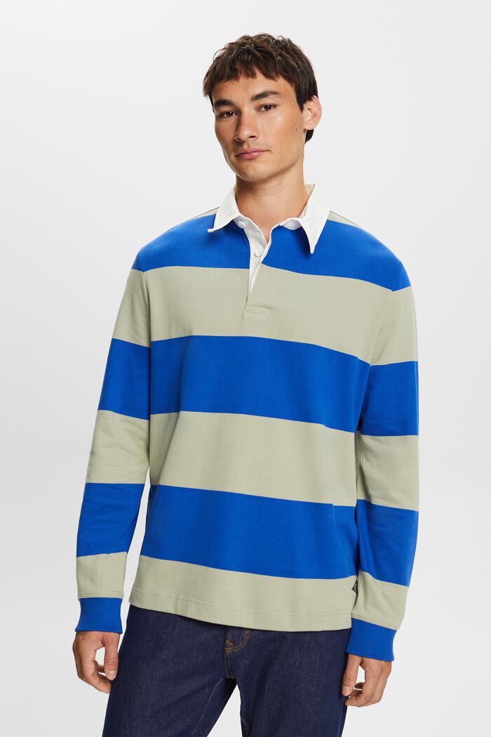 Striped Rugby Shirt, BRIGHT BLUE, detail image number 1