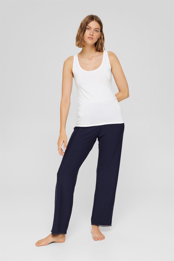 Pyjama bottoms with lace, LENZING™ ECOVERO™, NAVY, detail image number 1