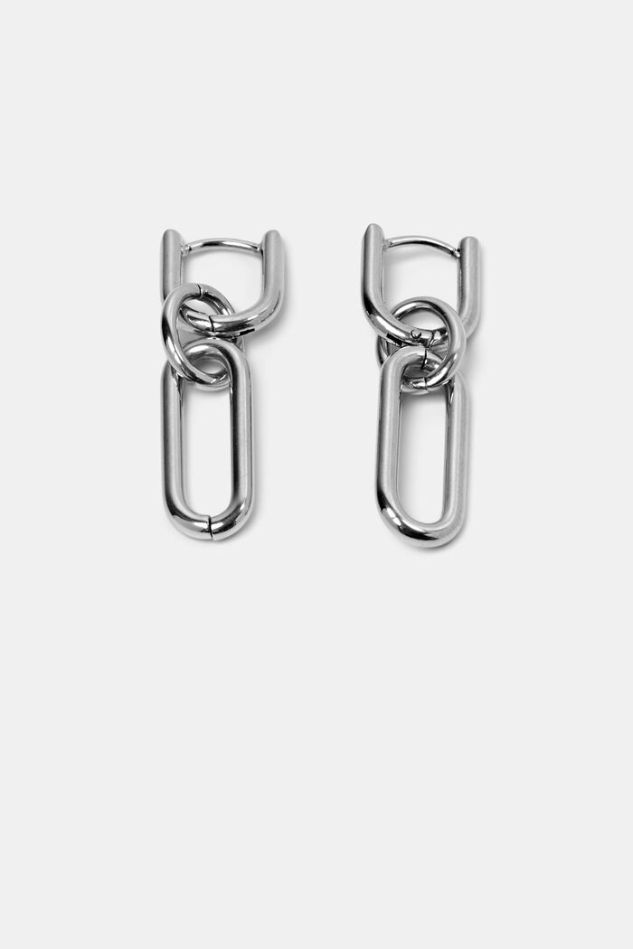 Link earrings, stainless steel, SILVER, detail image number 0