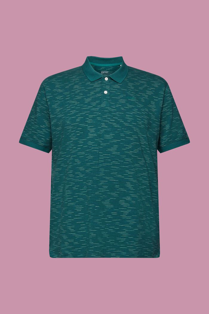 Fine stripe mélange polo shirt, EMERALD GREEN, detail image number 5