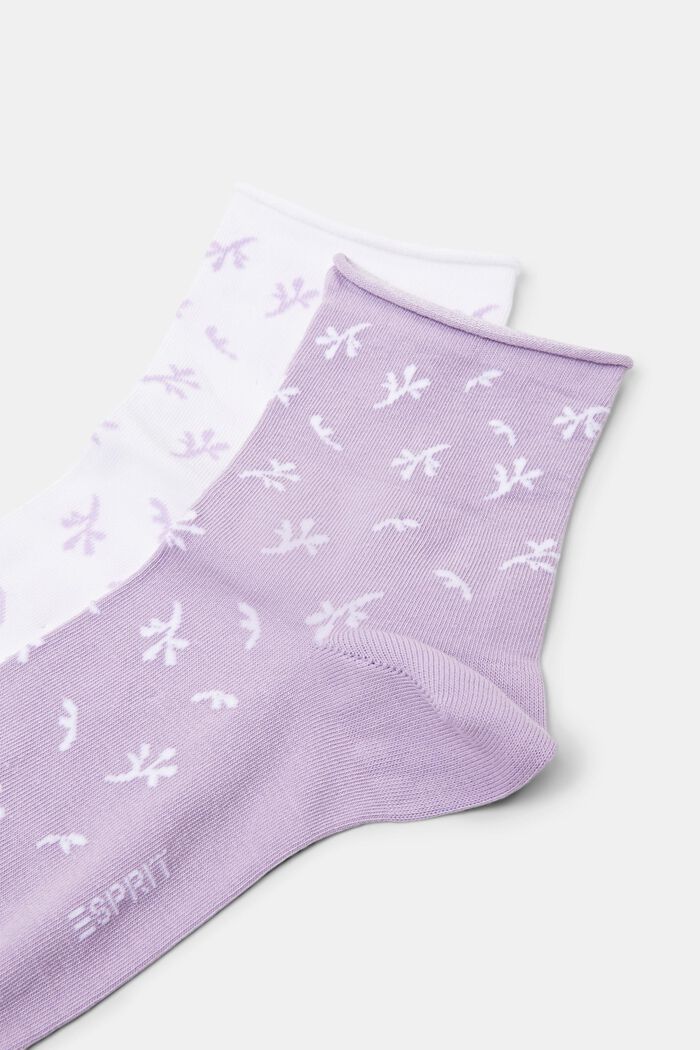 2-Pack Printed Cotton Socks, WHITE/LILAC, detail image number 2