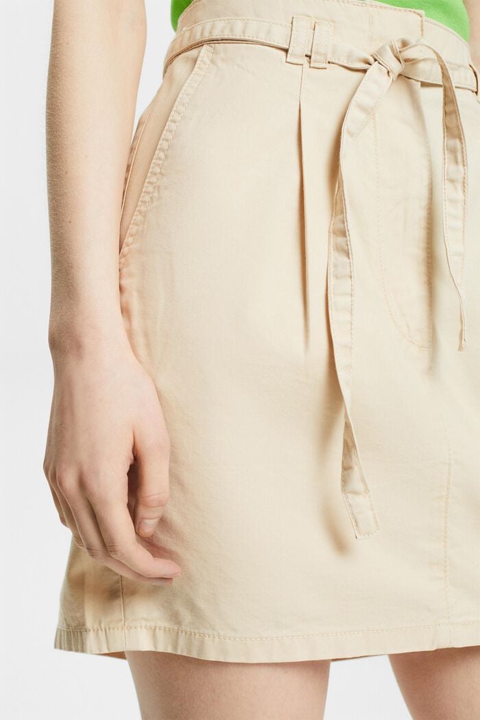 Belted Chino Mini Skirt, CREAM BEIGE, detail image number 4