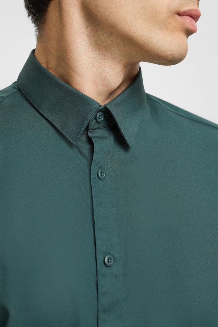 Sustainable cotton shirt, DARK TEAL GREEN, detail image number 2