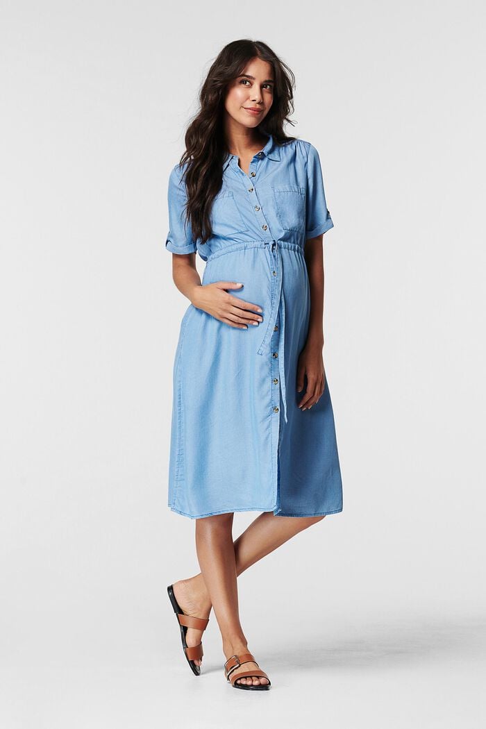 Made of TENCEL™: dress with a button placket