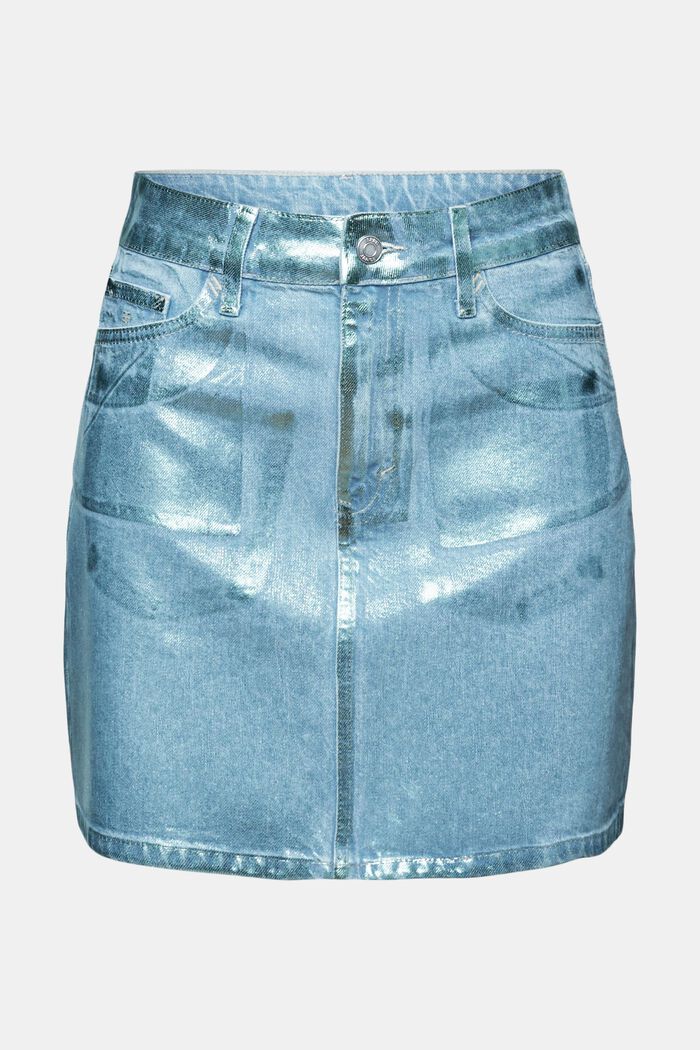 Metallic Mini Denim Skirt, DENIM/PISTACHIO GREEN, detail image number 7