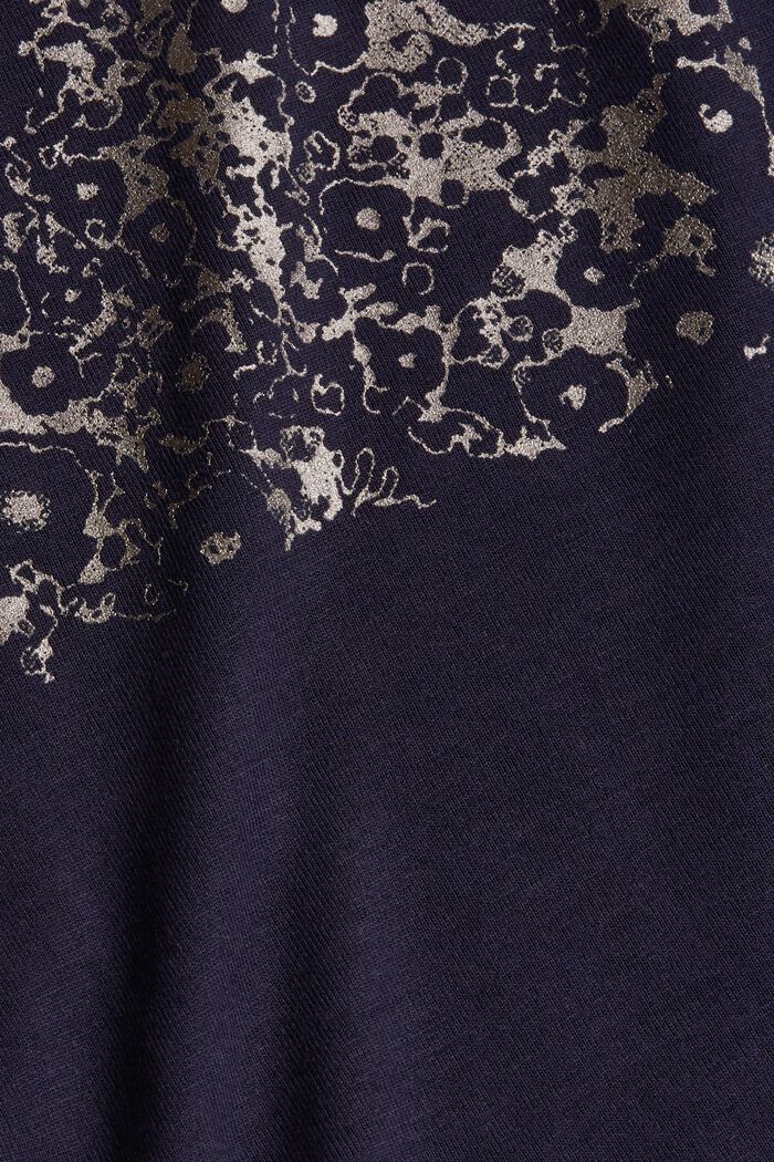 Top with a metallic print, LENZING™ ECOVERO™, NAVY, detail image number 1