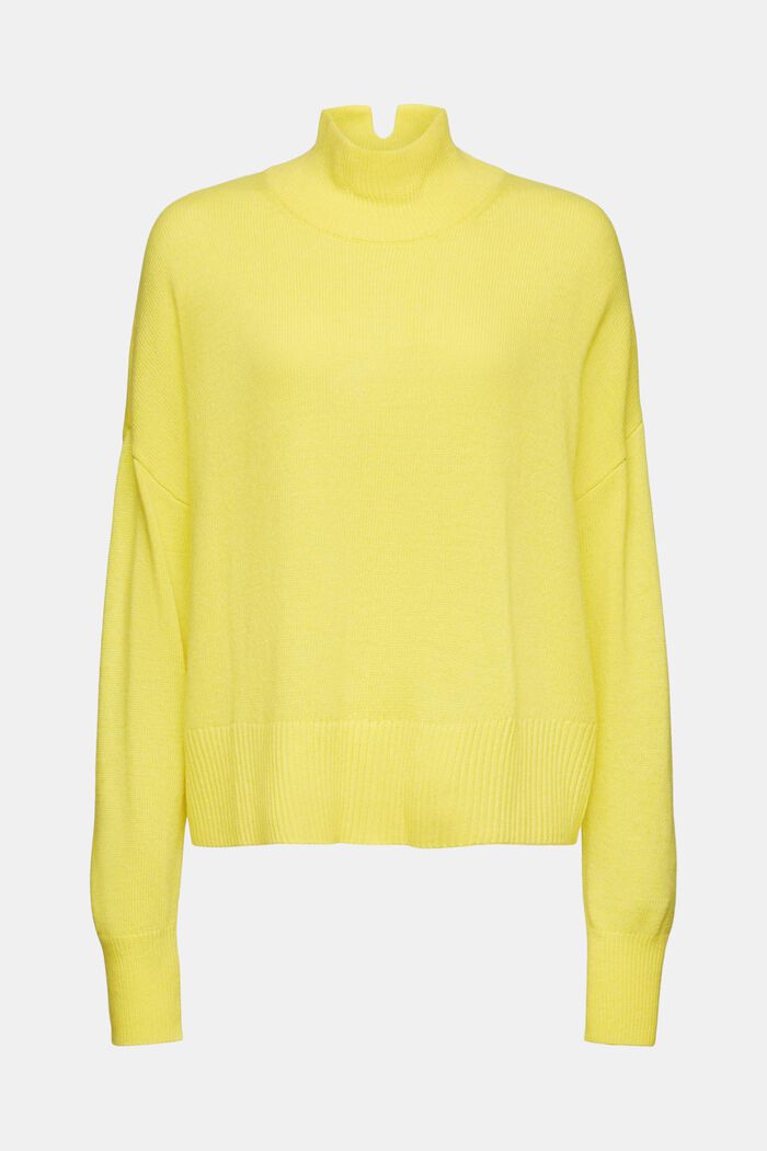 Wool-Blend Mockneck Sweater, PASTEL YELLOW, detail image number 6