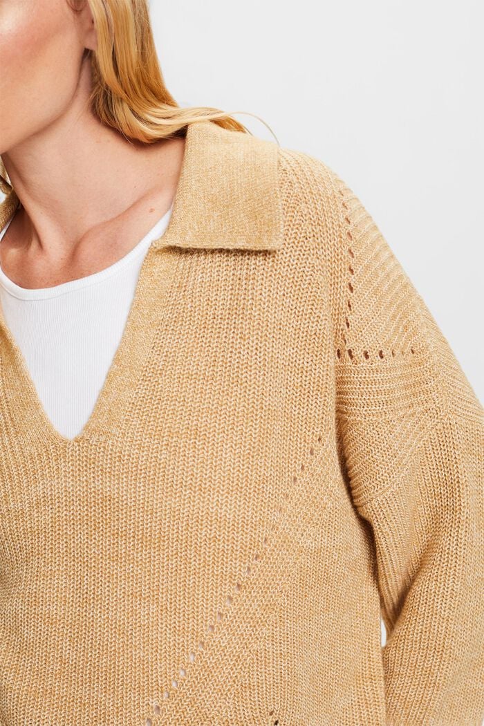 Polo neck jumper, cotton blend, SAND, detail image number 2