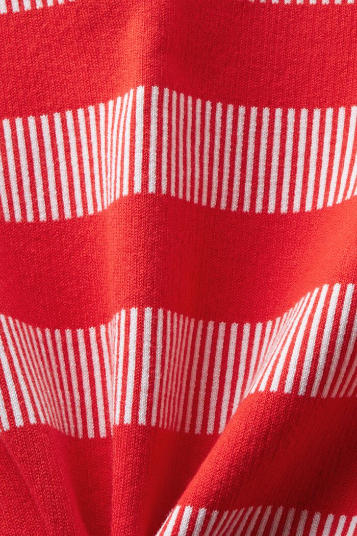 Cropped Jacquard Striped Cardigan, RED, detail image number 5