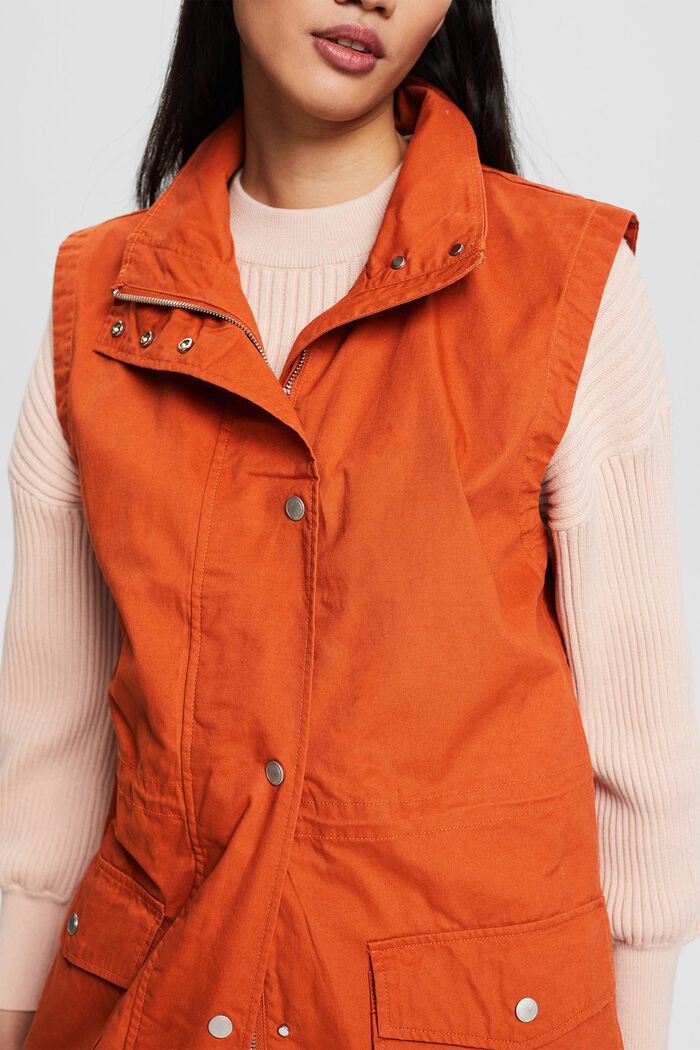 Utility gilet, 100% cotton, TOFFEE, detail image number 2