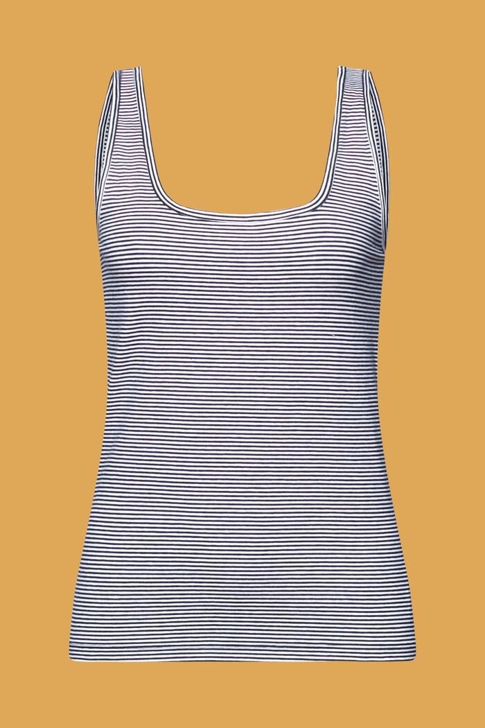 Striped cotton tank top, NAVY, detail image number 6