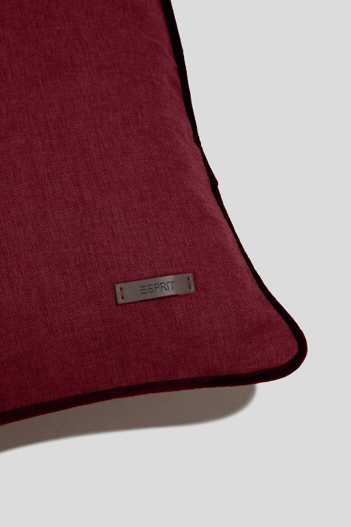 Decorative cushion cover with velvet piping, DARKRED, detail image number 1