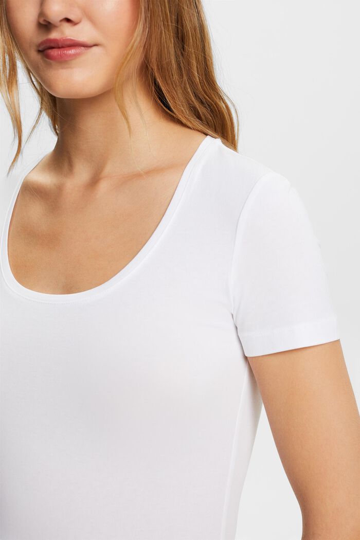 Scoop Neck T-Shirt, WHITE, detail image number 2