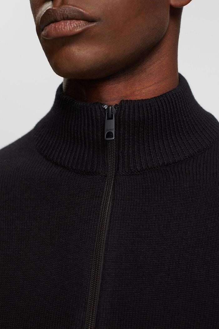 Knitted zip-up cardigan, BLACK, detail image number 2