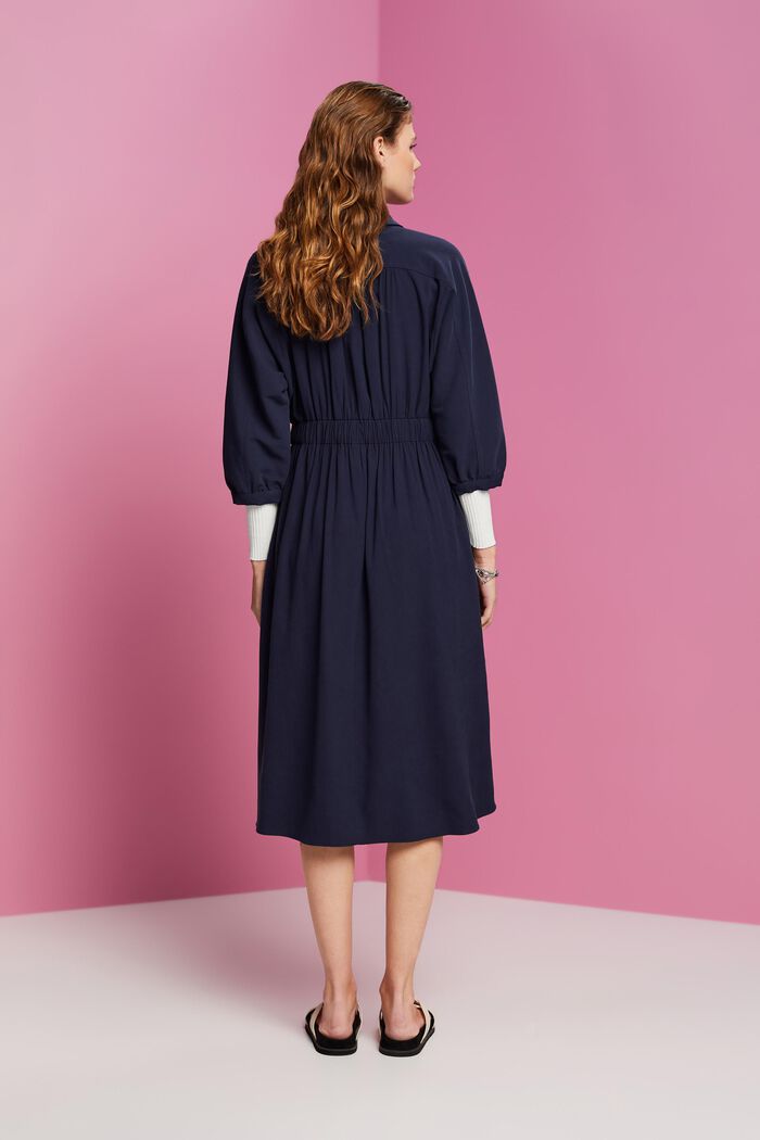 Shirt style woven midi dress, NAVY, detail image number 3